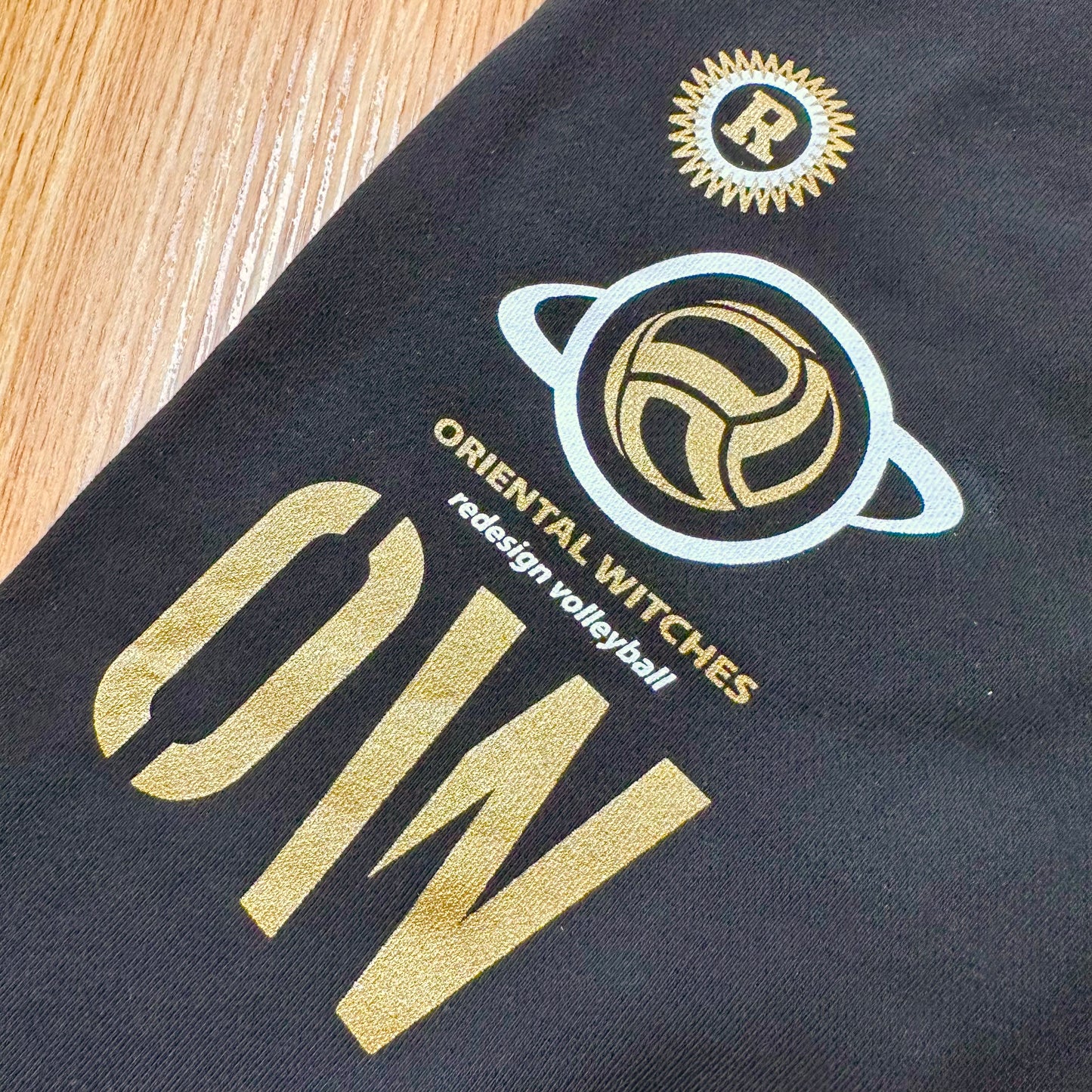 コットンスウェットロングパンツ ブラック（ゴールド×ホワイト）