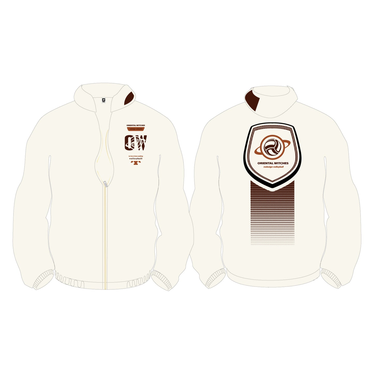 コットンスウェットジップパーカー オートミール（ダークブラウン×ライトブラウン）