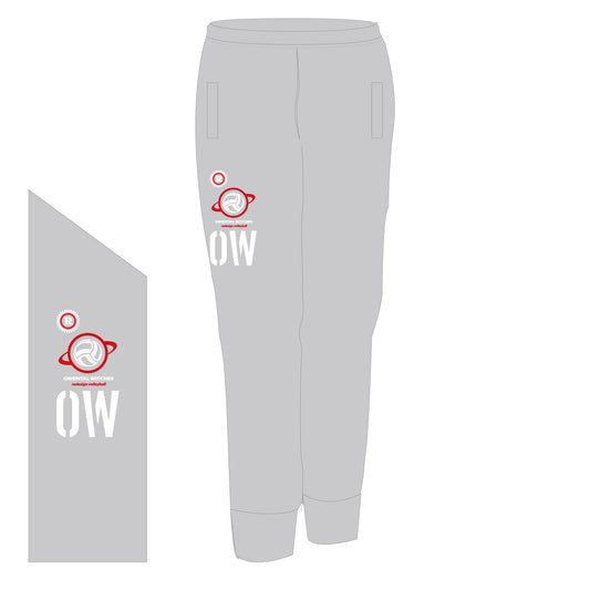 OWシンプルロングパンツ　グレー（レッド×ホワイト）