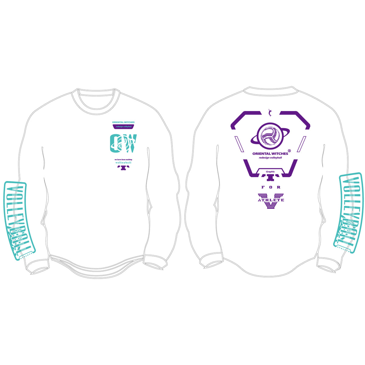 ロングスリーブTシャツ2025　ホワイト（ミントグリーン×バイオレット）