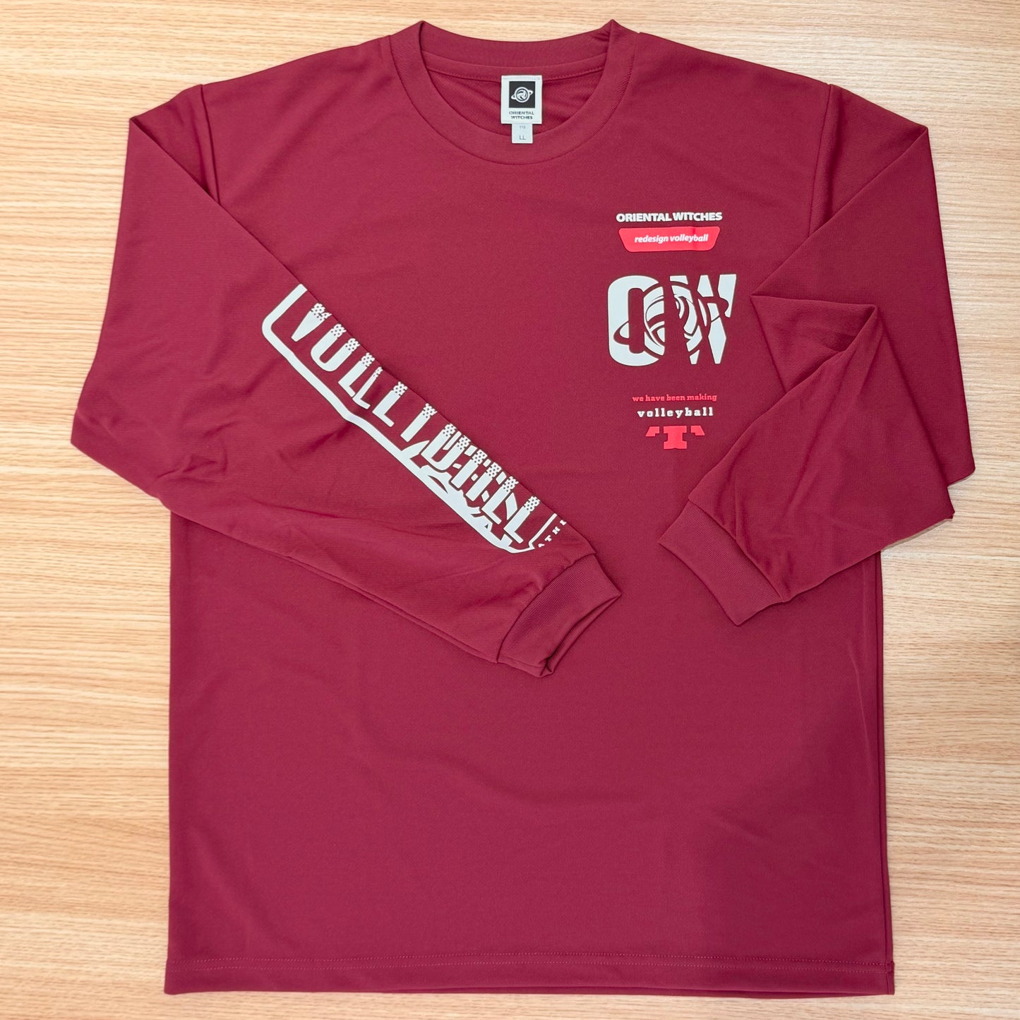 ロングスリーブTシャツ2025 バーガンディ（レッド×ホワイト）