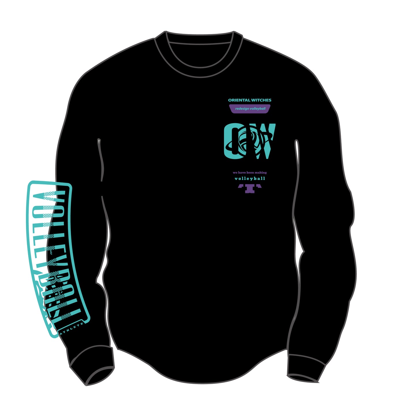 ロングスリーブTシャツ2025 ブラック（ミントグリーン×バイオレット）