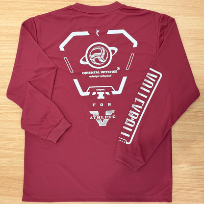 ロングスリーブTシャツ2025 バーガンディ（レッド×ホワイト）