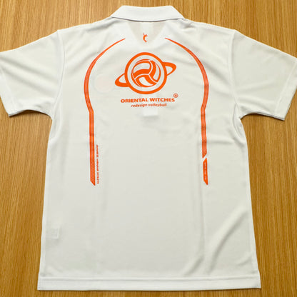 OWポロシャツ　ホワイト（オレンジ×ネイビー）