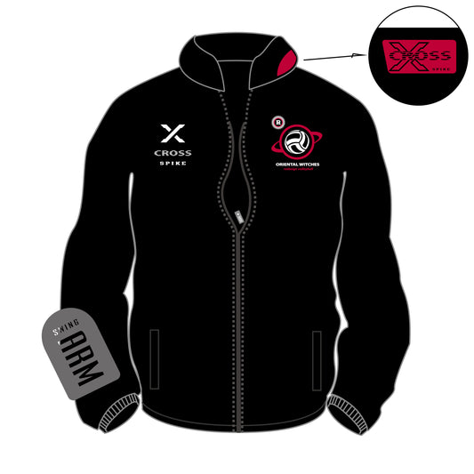 ドライフィットスウェットパーカー　ブラック（ディープレッド×ホワイト）