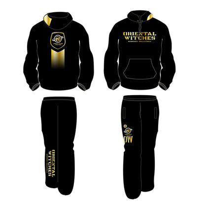 コットンスウェットロングパンツ ブラック（ゴールド×ホワイト）