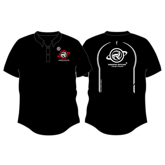 OWポロシャツ　ブラック（レッド×ホワイト）