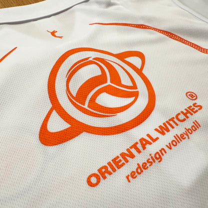 OWポロシャツ　ホワイト（オレンジ×ネイビー）