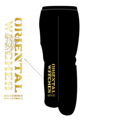 コットンスウェットロングパンツ ブラック（ゴールド×ホワイト）