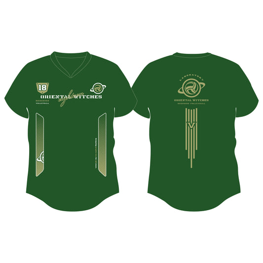 EIGHTEEN VNECK アーミーグリーン（グリーンティ×ホワイト）