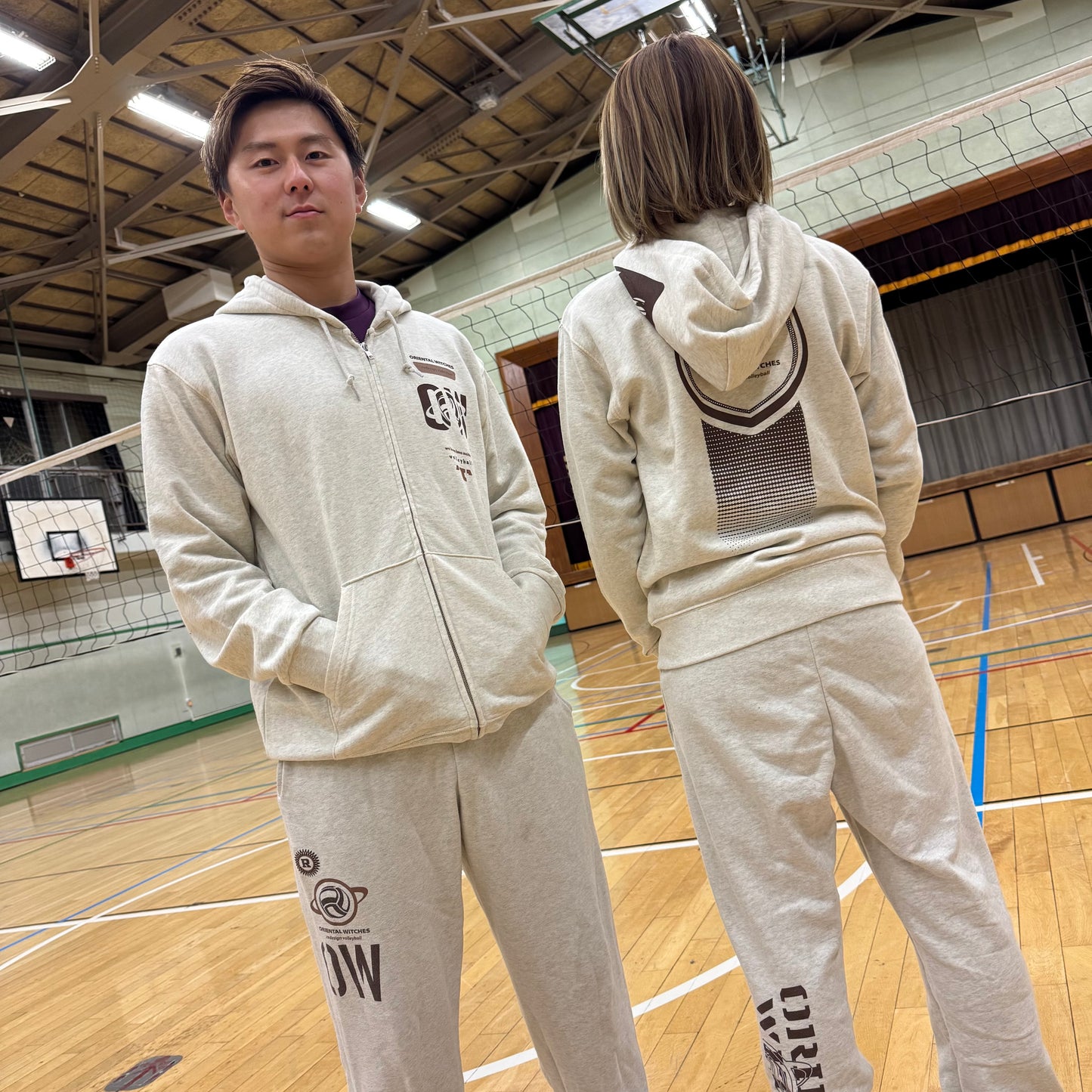 コットンスウェットジップパーカー オートミール（ダークブラウン×ライトブラウン）